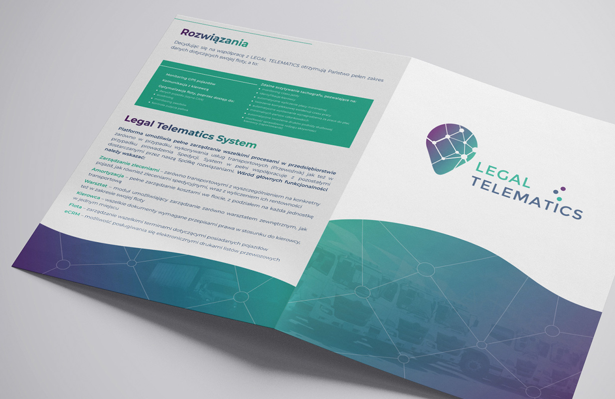 Projekt broszury reklamowej dla Legal Telematics